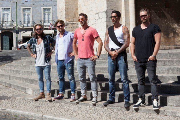 Bachelorette Sendung 13.8.2014 Kandidaten im Gruppen-Date Bachelorette Sendung 13.8.2014 Kandidaten im Gruppen-Date - v.l.n.r. Tim, Manuel, Thomas R., Aurelio und Andreas - Foto: © RTL - Armanda Claro