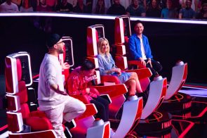 The Voice of Germany am 21.10.2021 Talente, Songs, Fotos - hier im Bild die Coaches Mark Forster, Nico Santos, Sarah Connor und Johannes Oerding