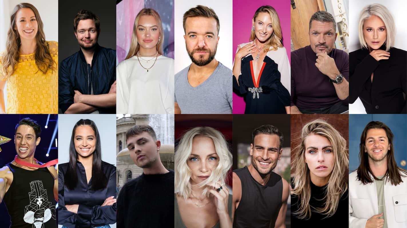 Let's dance 2022 - Alle Prominente Kandidaten - im Bild Reihe oben Caroline Bosbach, Bastian Bielendorfer, Cheyenne Ochsenknecht, Mathias Mester, Lilly zu Sayn-Wittgenstein-Berleburg, Hardy Krüger jr. und Michelle - dann Reihe unten Rene Casselly, Amira Pocher, Mike Singer, Janin Ullmann, Timur Uelker, Sarah Mangione und Riccardo Basile