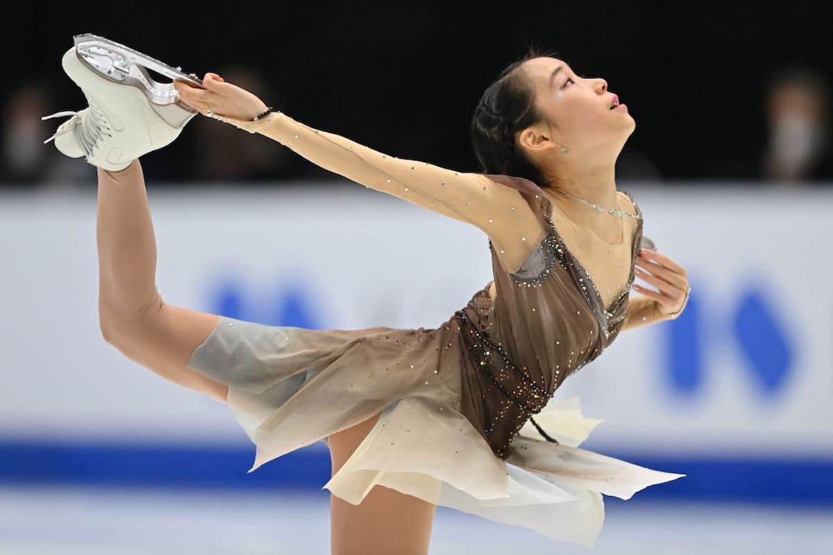 Mai Mihara aus Japan - Platz 1 nach dem Kurzprogramm bei den 4 Continents Championships 2022