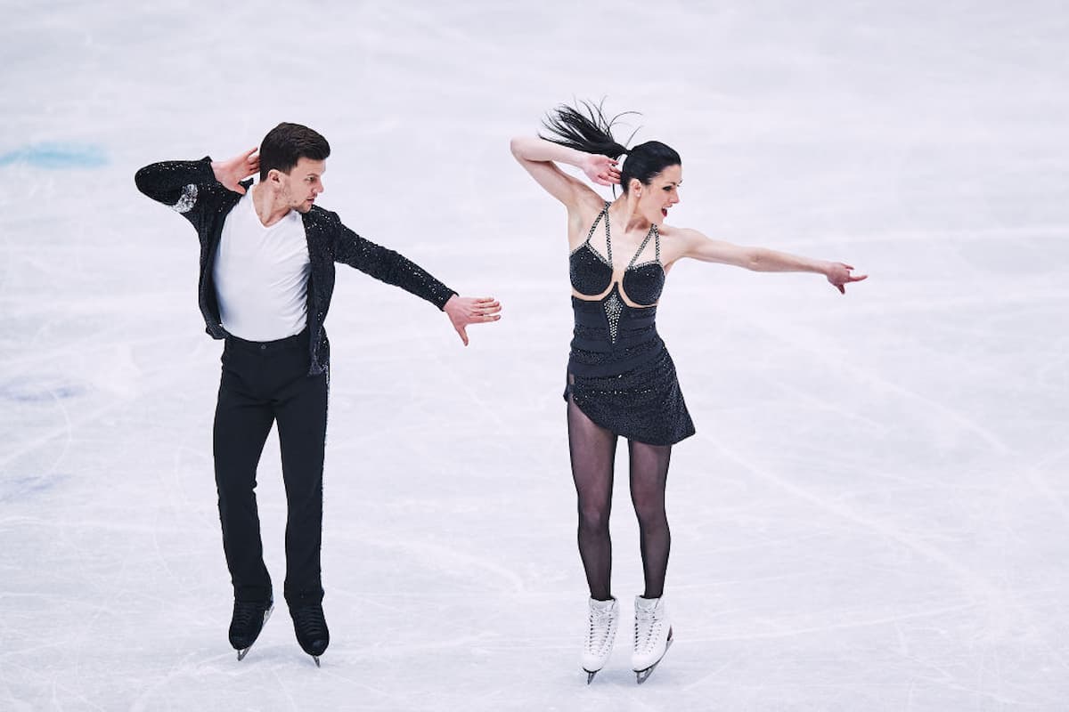 Eiskunstlauf ISU Grand Prix de France 4.-6.11.2022 TV-Übertragungen, Ergebnisse, Zeitplan - hier im Bild das Eistanz-Paar Charlene Guignard & Marco Fabbri aus Italien in der letzten Saison noch