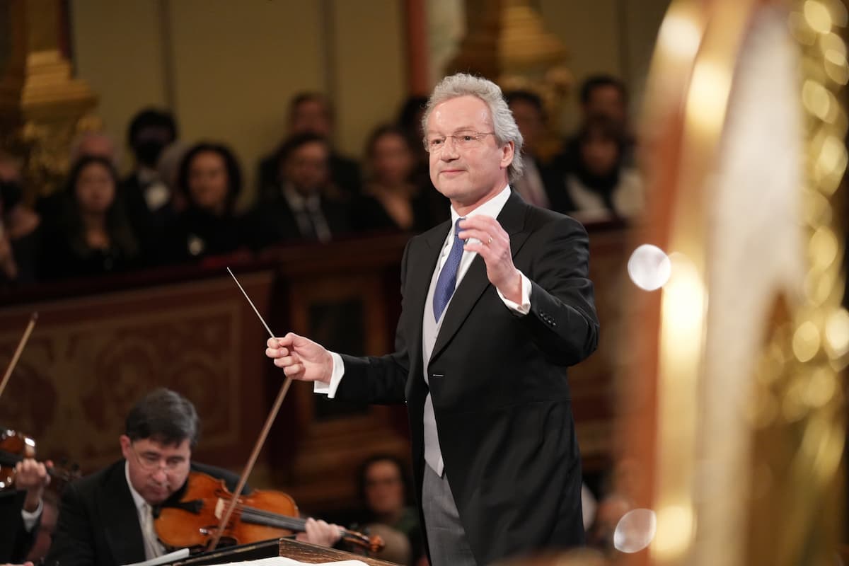 Franz Welser-Möst als Dirigent der Wiener Philharmoniker hier bei der Generalprobe zum Neujahrskonzert 2023