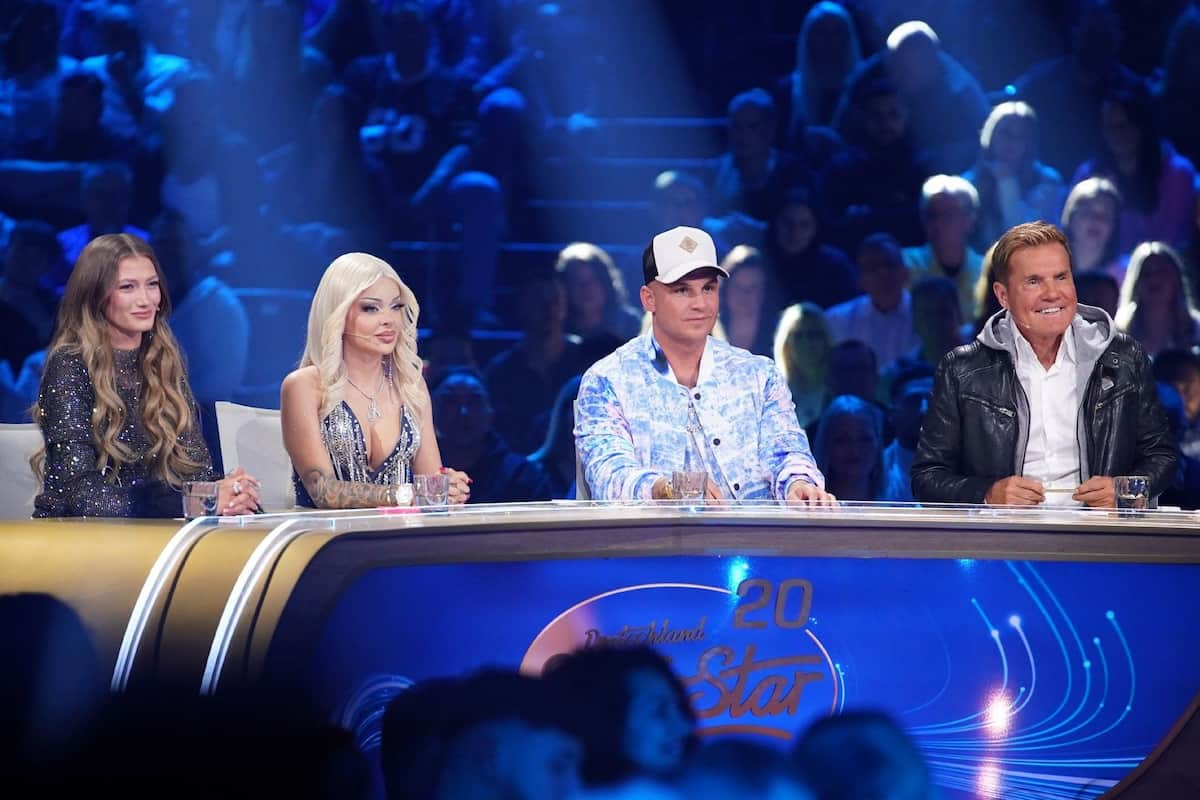 DSDS-Jury am 8.4.2023 mit Leony, Katja Krasavice, Pietro Lombardi und Dieter Bohlen