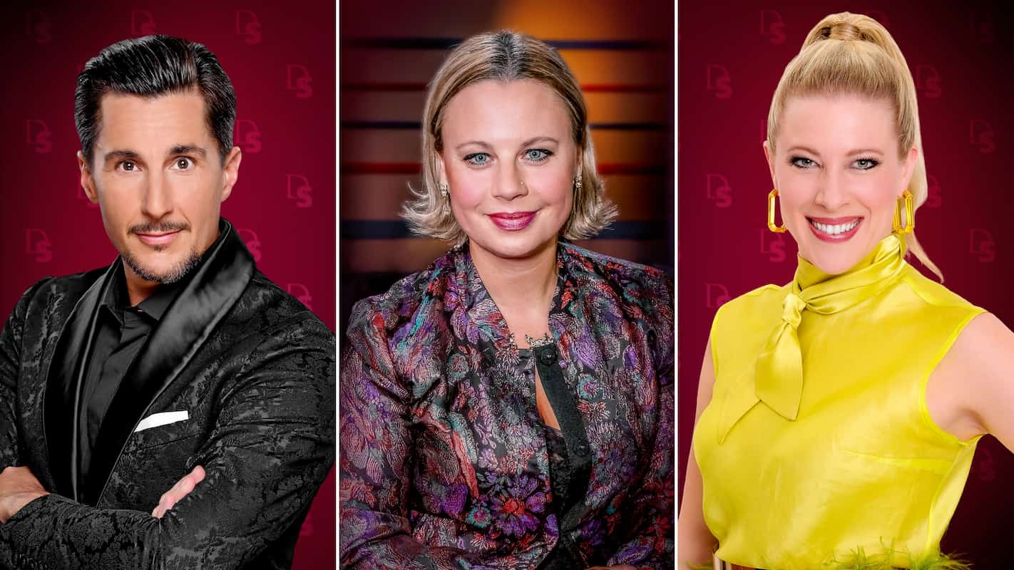 Gast in der Jury Dancing Stars 5.5.2023 Katharina Straßer - hier im Bild Balazs Ekker, Katharina Straßer, Maria Angelini-Santner