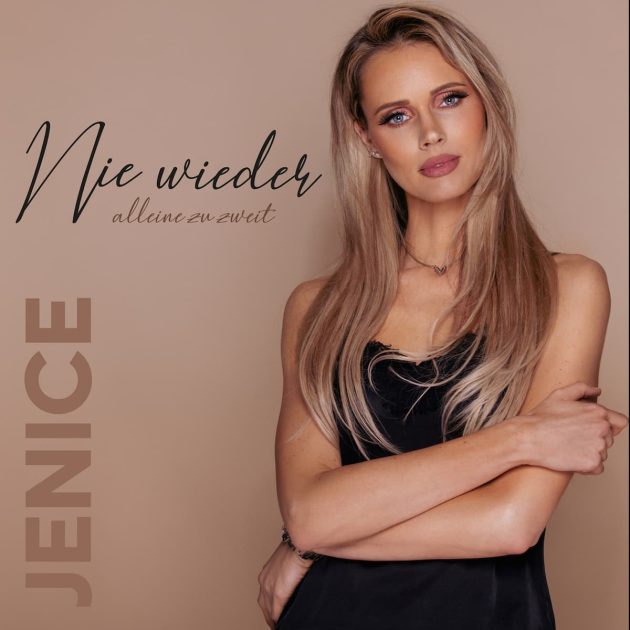 Jenice “Nie wieder alleine zu zweit” - Neuer Schlager 2023 - hier im Bild das Single-Cover mit der Sängerin Jenice im Portrait