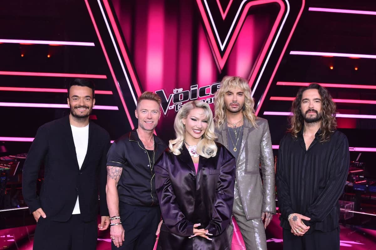 The Voice of Germany 2023: Was ist neu? Was ist anders? Was bleibt gleich? - hier im Bild die Coaches TVoG 2023 Giovanni Zarrella, Ronan Keating, Giovanni Zarrella, Shirin David, Bill Kaulitz und Tom Kaulitz