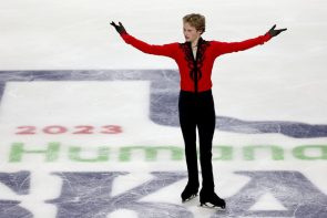 Eiskunstlauf ISU Grand Prix Skate America 2023 in Allen 20.-22.10.2023 - Zeitplan, Ergebnisse, Übertragungen - hier im Bild Ilia Malinin nach seinem Kurzprogramm bei Skate America 2023