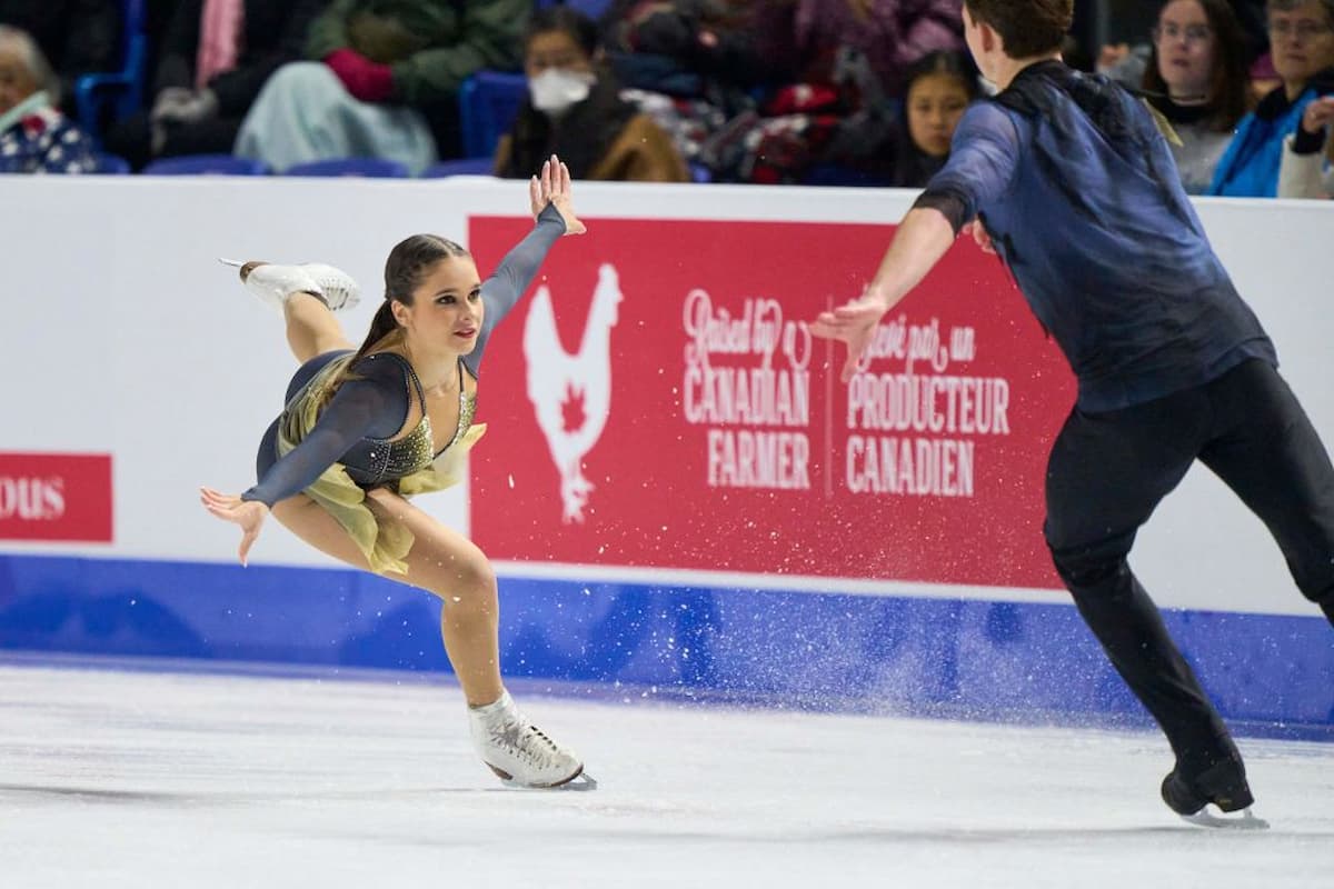 Maria Pavlova & Alexei Sviatchenko aus Ungarn - Platz 2 Eiskunstlauf-Paare ISU Grand Prix Skate Canada 2023