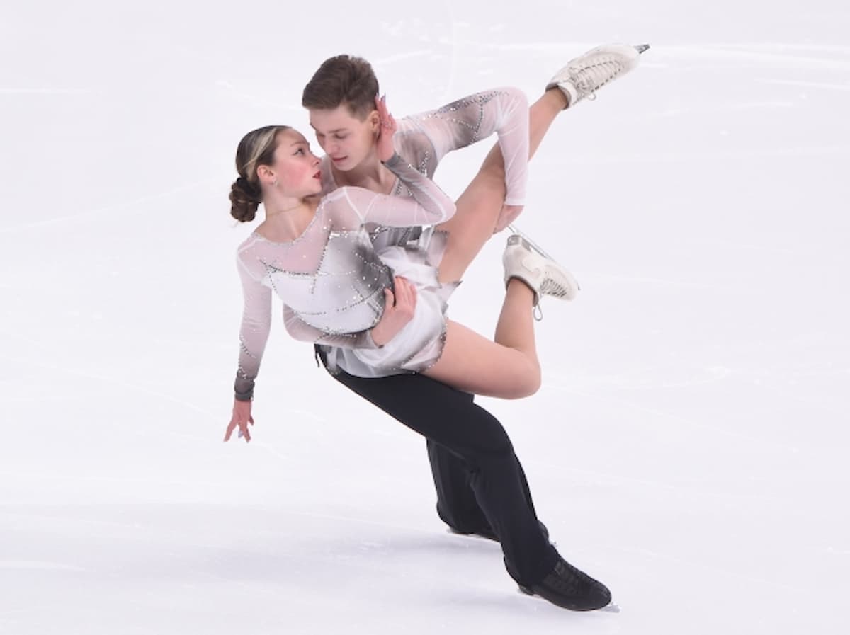 Taisiya Shcherbinina & Artem Petrov Platz 1 Eiskunstlauf-Paare Junioren Grand Prix Krasnojarsk 2023