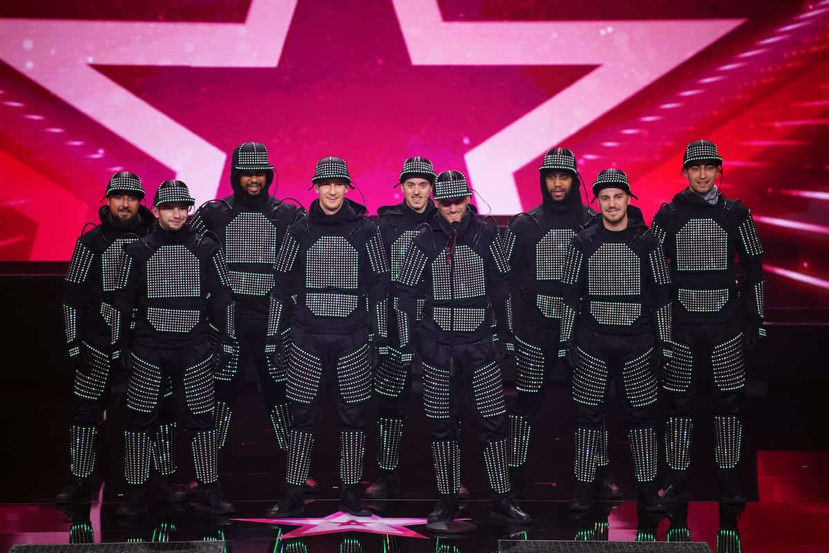 Tanzgruppe Blackouts (LED) mit Elias Schneider beim Supertalent am 27.1.2024