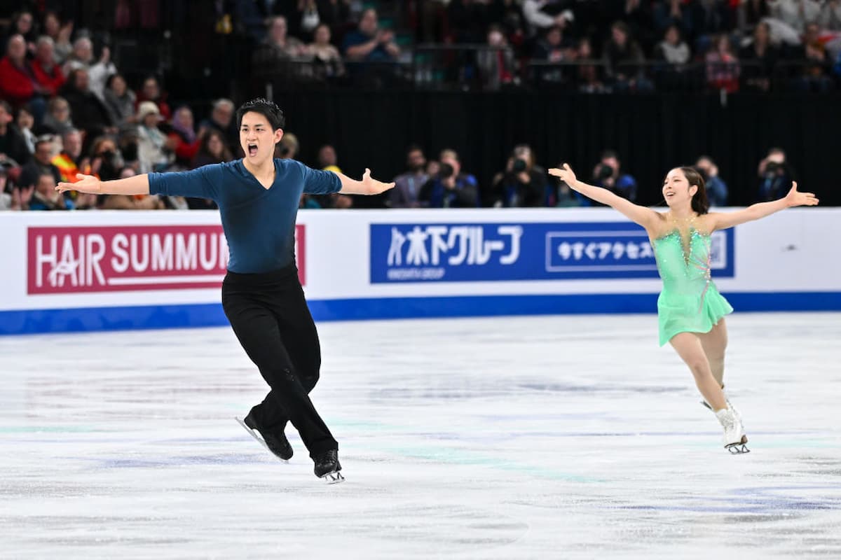 Riku Miura & Ryuichi Kihara aus Japan - Platz 2 Kurzprogramm Eiskunstlauf-WM 2024