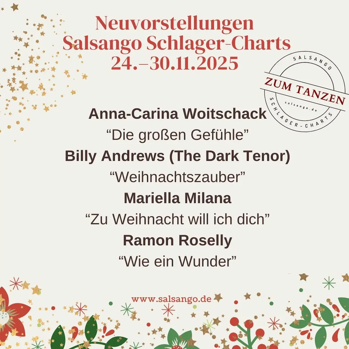 Neuvorstellungen November Schlager-Charts von Salsango - KW 48-2025