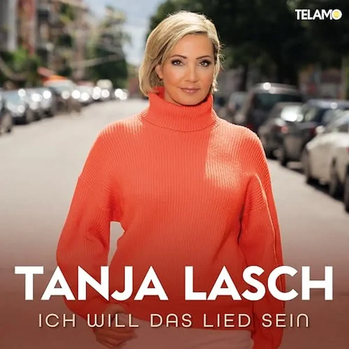 Tanja Lasch 2024 - hier im Bild das Single-Cover zu dem Song "Ich will das Lied sein" mit einem Foto der Sängerin im Zentrum