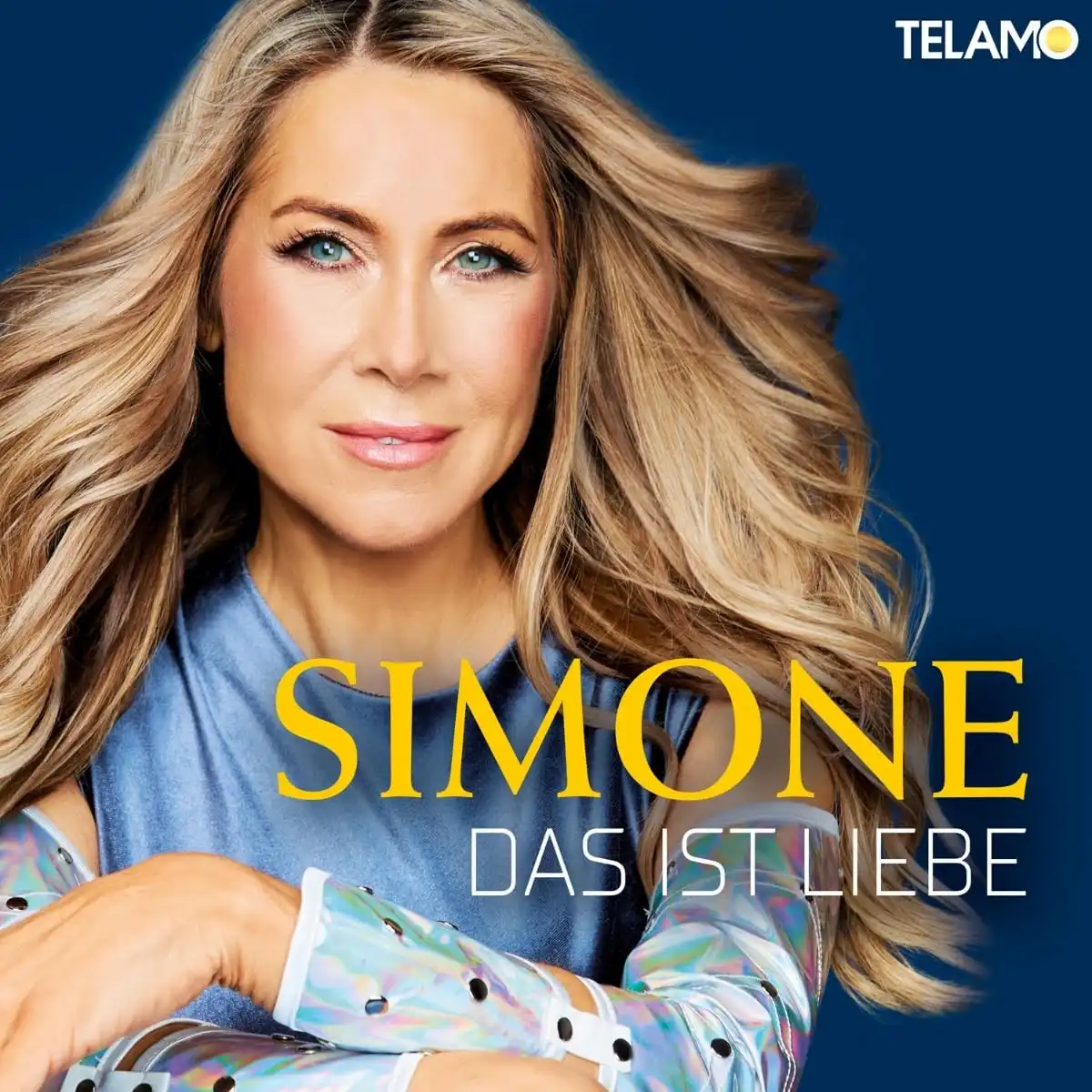 Simone CD “Das ist Liebe” 2025 - hier im Bild das Album-Cover mit einem Foto der Schlager-Sängerin im Großformat