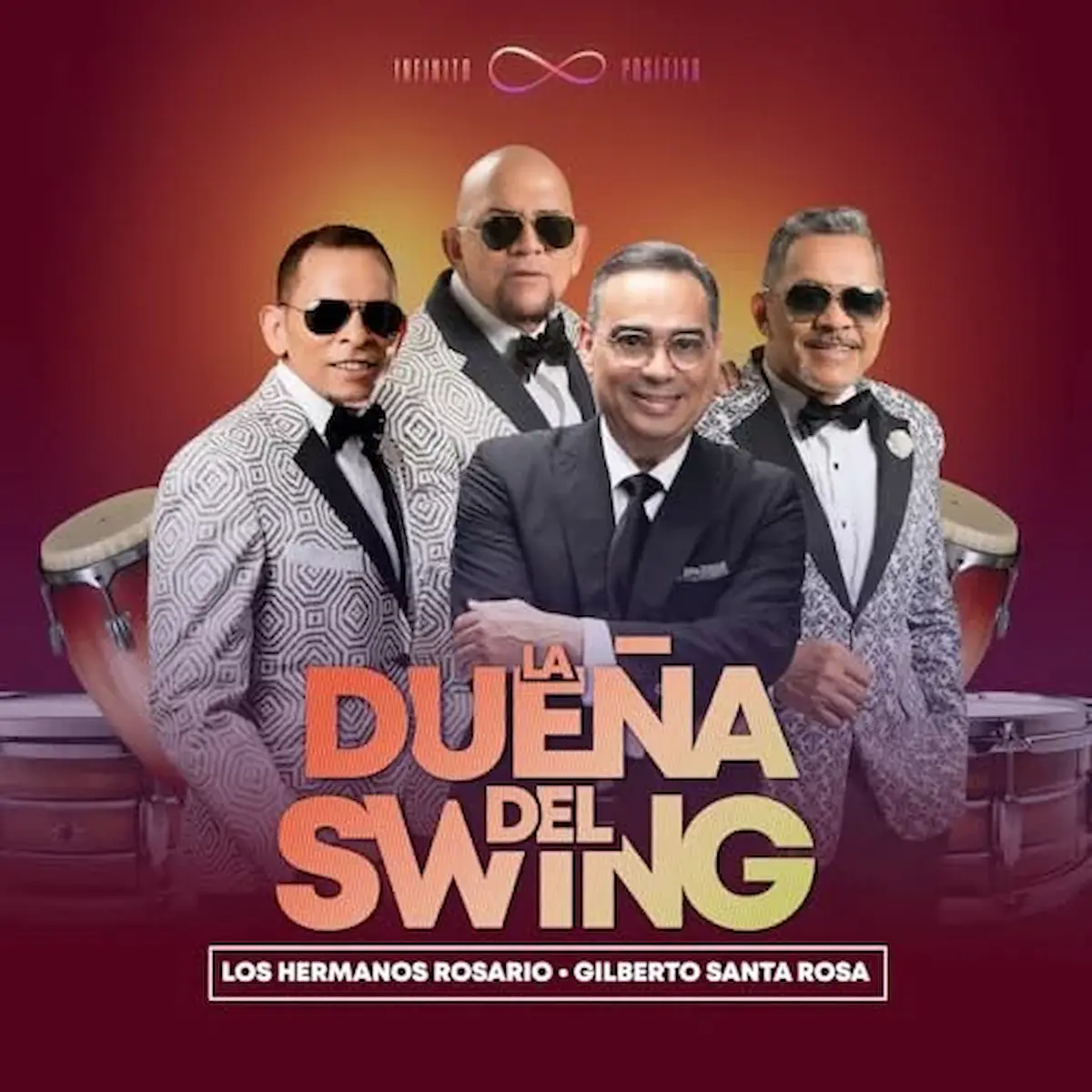 Los Hermanos Rosario & Gilberto Santa Rosa Single Cover „La Duena del Swing“ Künstler Portrait