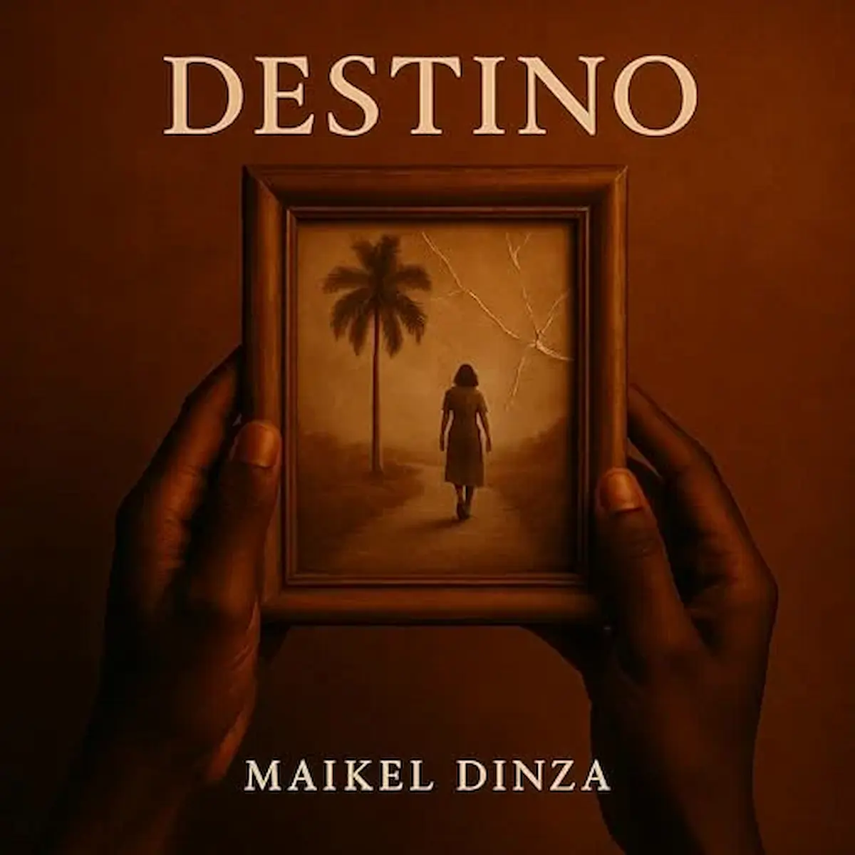 Maikel Dinza Albumcover „Destino“ Hände altes Foto gesprungenes Glas