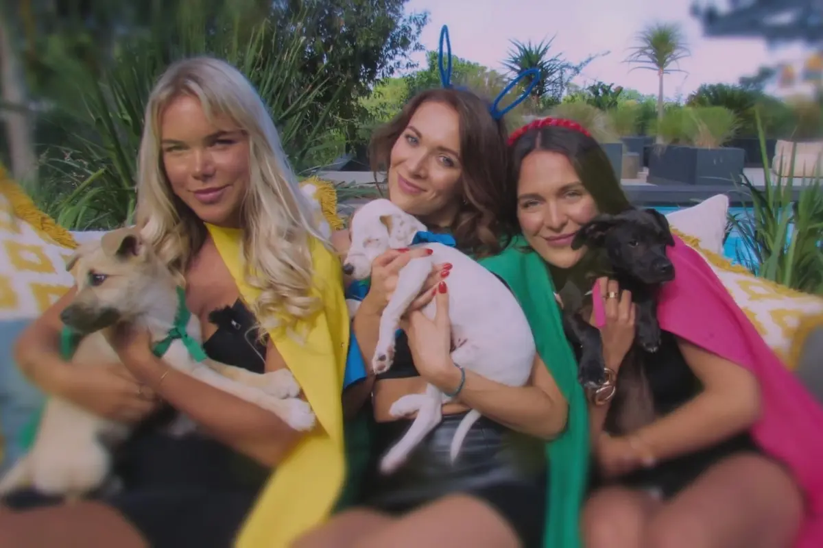Bachelor 6.8.2025 Folge 7 - Wer ist ausgeschieden? Was passiert? - hier im Bild Linda, Ann-Kathrin und Leonie mit Hundewelpen im Arm