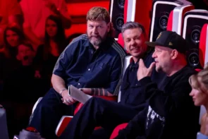 The Voice of Germany 26. September 2025 - Talente, Songs und Entscheidungen - hier im Bild die Coaches Rea Garvey, Michi Beck, Smudo und Shirin David