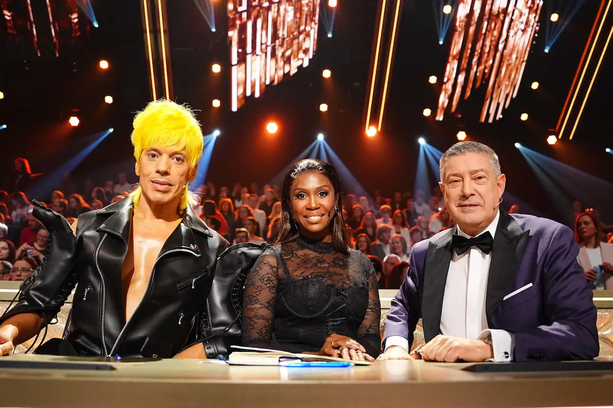 Let's dance 27.2.2026 - Jury - hier im Bild Jorge Gonzalez, Motsi Mabuse und Joachim Llambi sitzen während der Show am Jury-Pult