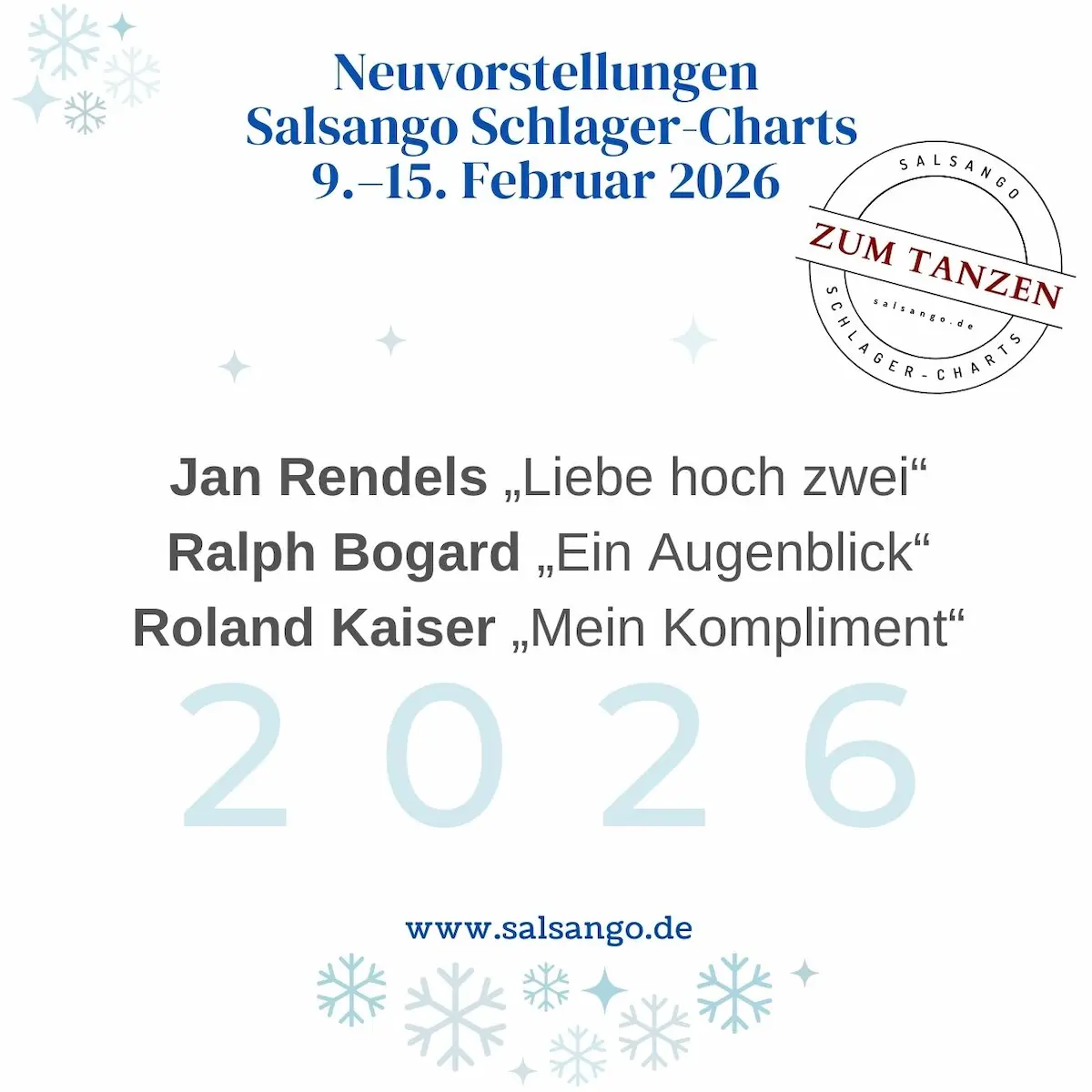 Neuvorstellungen Februar 2026 Schlager-Charts von Salsango - KW 7-2026
