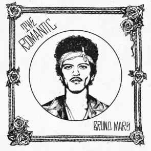 Bruno Mars Album „The Romantic“ Einer hält die funky Fahne hoch - eine Rezension - hier im Bild das Cover zum Album . ein einfaches, aber künstlerisch gestaltetes Cover in Schwarz-Weiß als Zeichnung oder einer Art Linolschnitt mit einem Portrait des Künstlers im Mittelpunkt