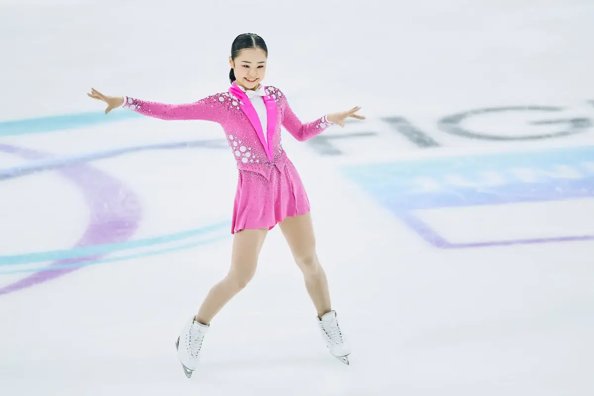 Mao Shimada aus Japan bei der Junioren-WM Eiskunstlauf 2026 im Kurzprogramm