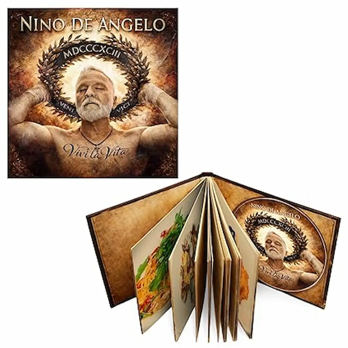 Nino de Angelo CD „Viva la Vita“ Album-Cover und Mediabook mit Kochrezepten