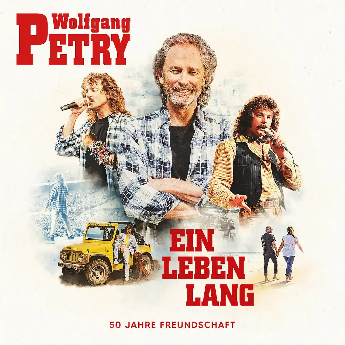 Wolfgang Petry Album Ein Leben lang 2026 - hier im Bild das Album-Cover mit mehreren Fotos des Sängers aus seiner 50 Jahre andauernden Karriere